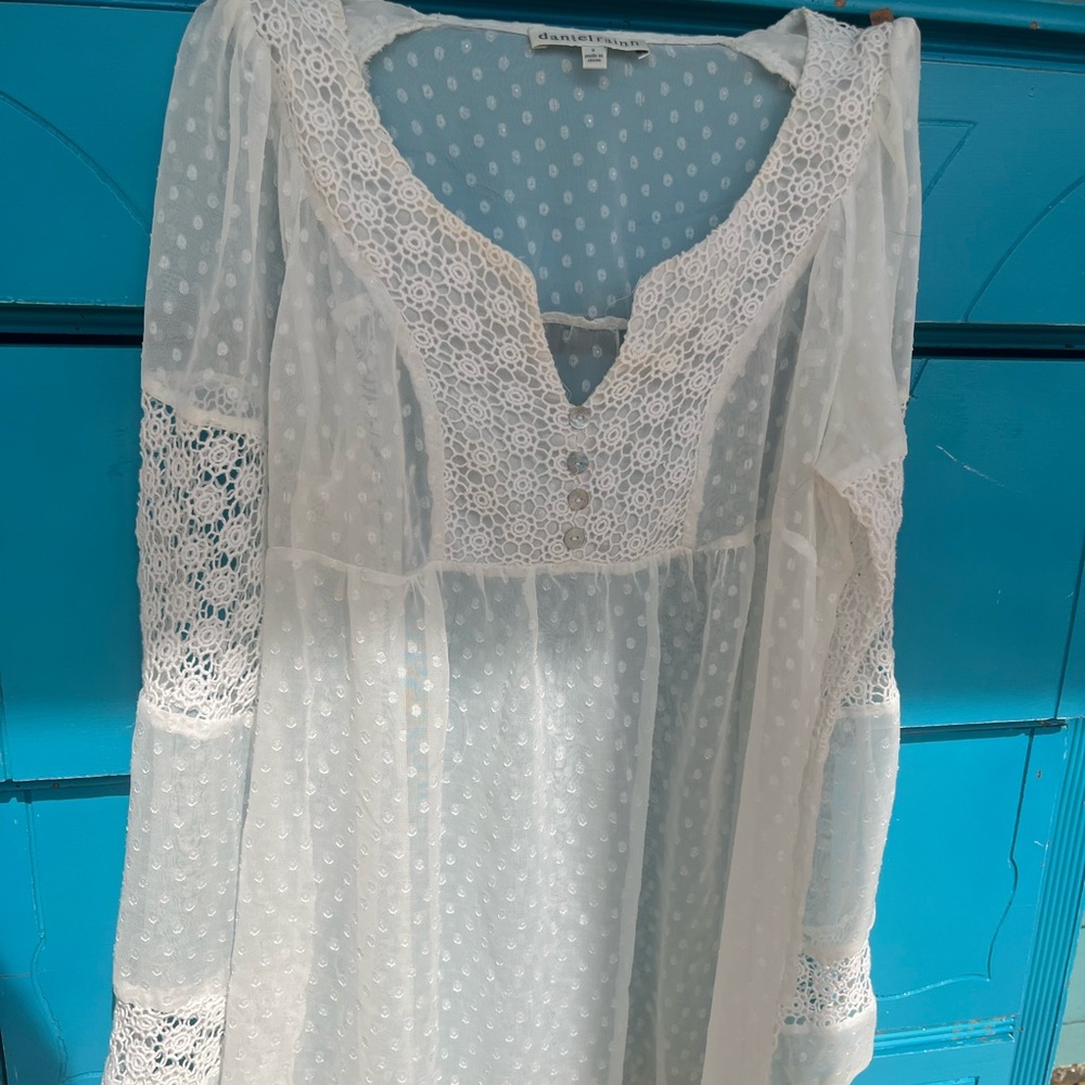 Vintage Daniel Rainn White Lace Blouse